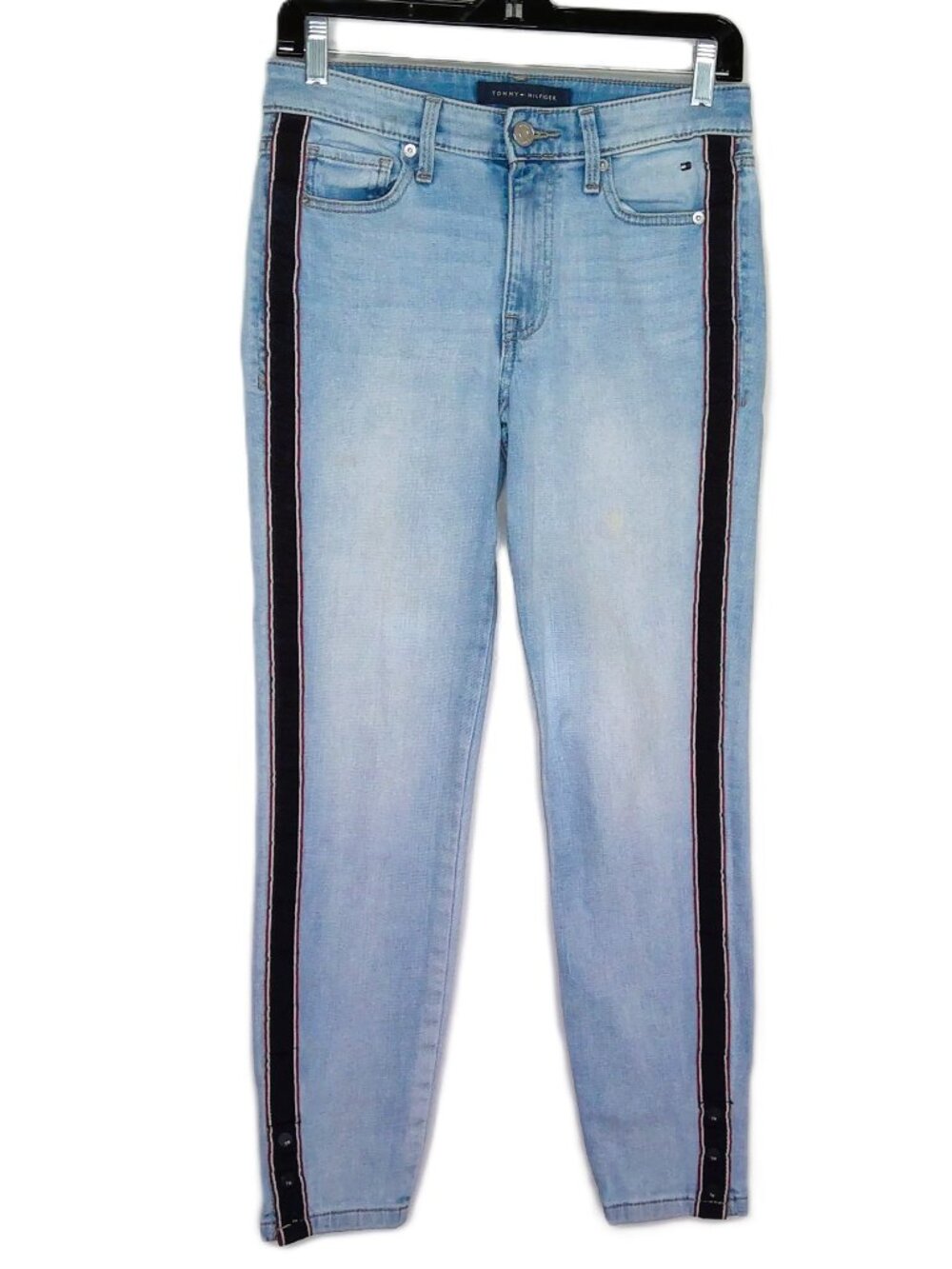 Tommy Hilfiger Tribeca Blue Jeans Skinny Ankle Snaps Mid-Rise Medium Wash Sz 4